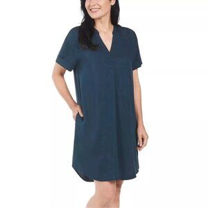 🌊Hilary Radley Womens Size XXL(18) Navy Short Sleeve Pullover Dress w/Pockets